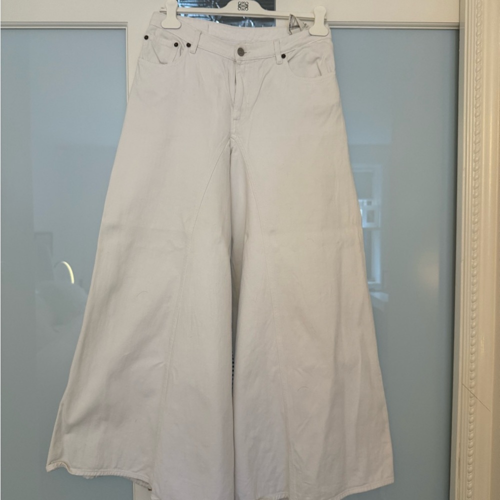 MM6 Margiela Wide-Leg White Denim Pants